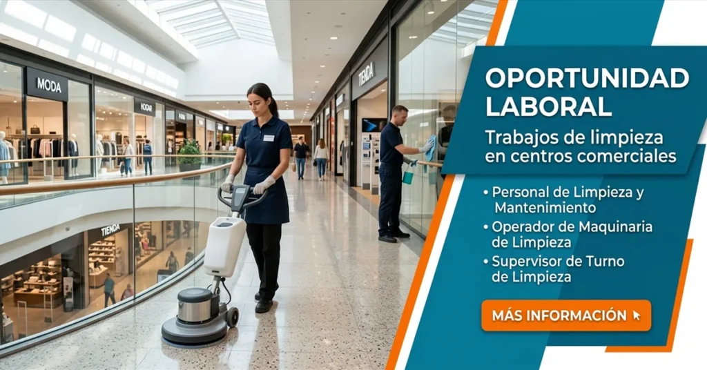 Trabajos de limpieza en centros comerciales